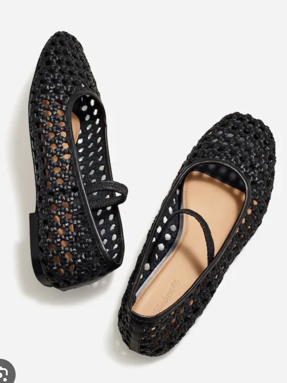 NEW without box Madewell Greta Black Woven Mary Jane Flats size 6
